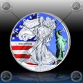1oz ZDA $1 "Silver Eagle 2014 - STATUE of LIBERTY" BARVNI